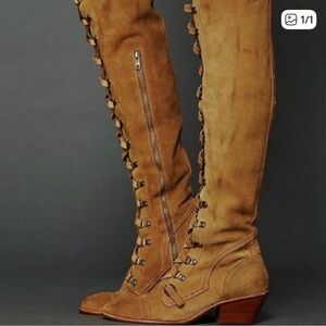 Free People Jeffery Campbell Johnny Brown Over the Knee Boots